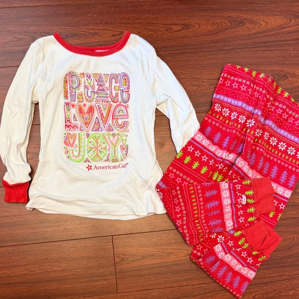 American Girl Peace Love Joy Pajama Set - White and Red